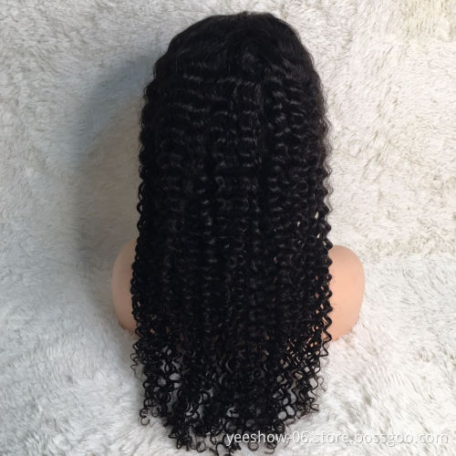 Wholesale Kinky Jerry Deep Curly Front Lace Human Hair Wig Natural Long Raw Brazilian Hair Full Front Lace Wig For Women